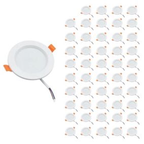 Spot LED Encastrable Plat Étanche 7W BLANC Transformateur Intégré (Pack de 50) - Blanc Chaud 2300K - 3500K - SILAMP