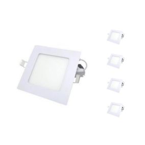 Spot LED Extra Plat Carré 6W Blanc (Pack de 5) - Blanc Froid 6000K - 8000K - SILAMP