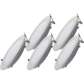 Spot LED Extra Plat Rond 24W Blanc (Pack de 5) - Blanc Froid 6000K - 8000K - SILAMP