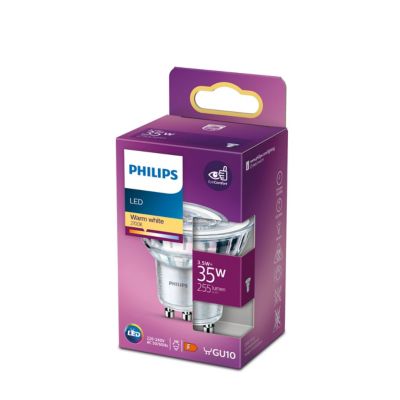 Spot LED GU10 255lm 3.5W IP20 blanc chaud Philips