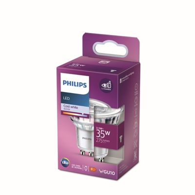 Spot LED GU10 275lm 3.5W IP20 blanc froid Philips