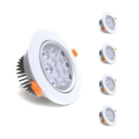 Spot LED Rond Encastrable Orientable 12W 80degrés (Pack de 5) - Blanc Neutre 4000K - 5500K - SILAMP