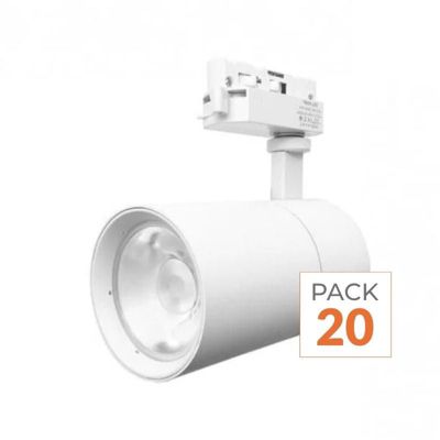 Spot LED Sur Rail 30W 80° Blanc Froid 6000K-8000K - 2700 Lumens, Technologie COB | Pour Vitrine, Magasin