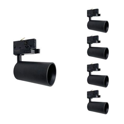 Spot LED Sur Rail Triphasé Noir 80° - Pack De 5 Pour Ampoules GU10, SILAMP
