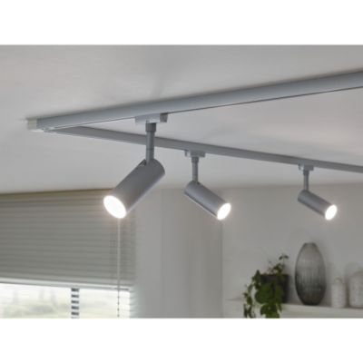 Spot LED sur rail Tubo gris chromé mat URail Ø.4,2 x H.19,6cm IP20 4,5W Paulmann