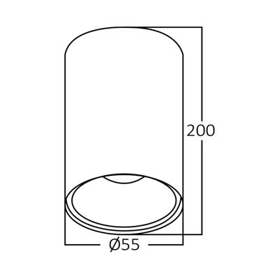 Spot long alu GAMA-5520 rond GU10 35W Blanc