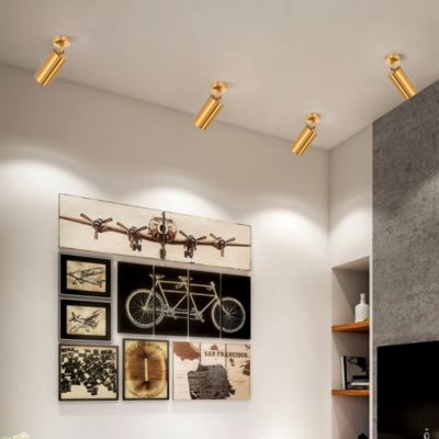 Spot mural/plafonnier LED, mini projecteur en laiton rotatif réglable, 7W 800Lm 3000k blanc chaud