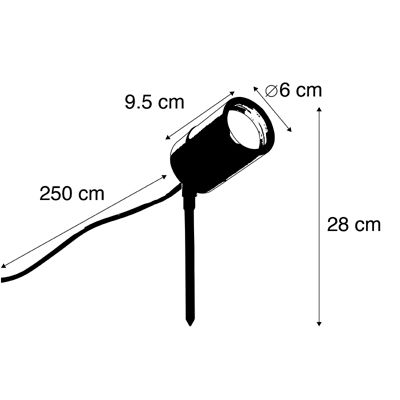 Spot orientable à piquet noir IP44 - Solo