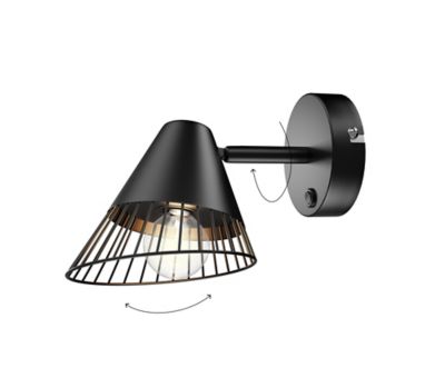 Spot patère E14 10W GoodHome Tsolma noir mat L.22 x H.9 cm