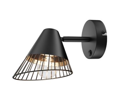 Spot patère E14 10W GoodHome Tsolma noir mat L.22 x H.9 cm