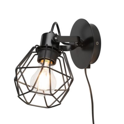 Spot patère E27 15W GoodHome Smertrio noir mat L.14 x L.21,6 x H.19.6 cm