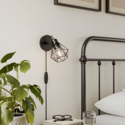 Spot patère E27 15W GoodHome Smertrio noir mat L.14 x L.21,6 x H.19.6 cm