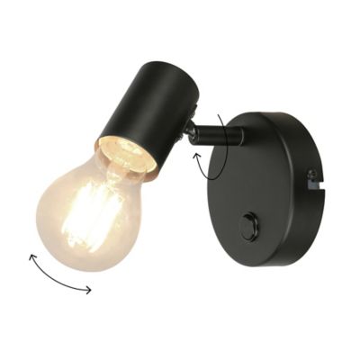 Spot patère E27 8.6W GoodHome Ghlin noir mat L.10 x L.10 x H.13 cm