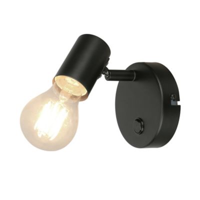 Spot patère E27 8.6W GoodHome Ghlin noir mat L.10 x L.10 x H.13 cm