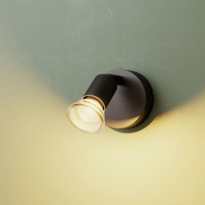 Spot patère GU10 7W Sasha noir mat H.10.5 x Ø8 cm