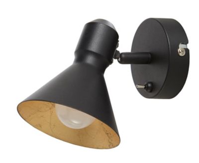 Spot patère Kedros métal noir/or E14 40 W