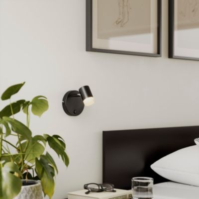Spot patère LED intégrée 350 lm 3.5 W blanc chaud GoodHome Maupin noir mat H.14.5 cm