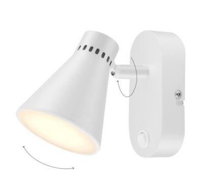 Spot patère LED intégrée 550 lm 5W blanc chaud GoodHome Edson blanc mat L.5 x L.15 x H.12 cm