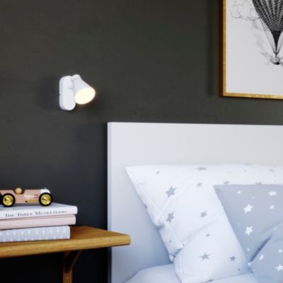 Spot patère LED intégrée 550 lm 5W blanc chaud GoodHome Edson blanc mat L.5 x L.15 x H.12 cm