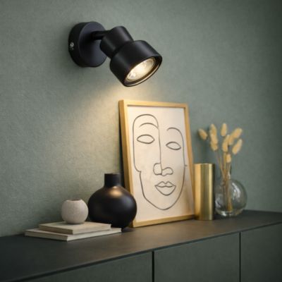 Spot patère LED orientable métal noir L.14,2 x ∅8 x H6,6 cm IP20 10 W Jumell Banji