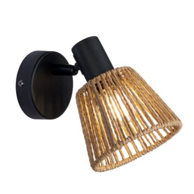 Spot patère métal noir et corde E14 ∅11,5cm Eglo, Almendros