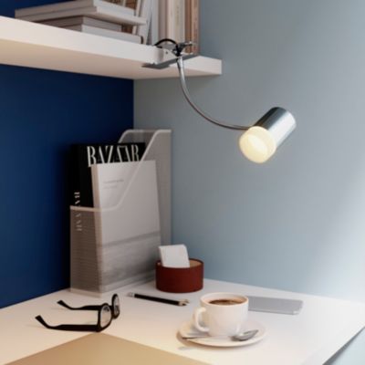 Spot pince LED Intégrée 350 lm 3.5 W blanc chaud GoodHome Maupin chrome l.10 x H.30 x Ø5 cm