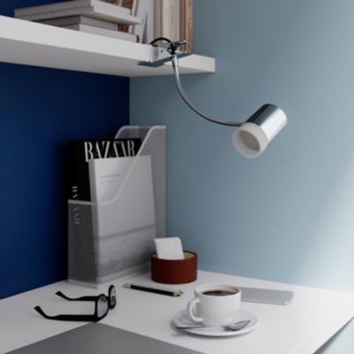 Spot pince LED Intégrée 350 lm 3.5 W blanc chaud GoodHome Maupin chrome l.10 x H.30 x Ø5 cm
