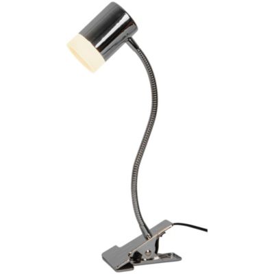 Spot pince LED Intégrée 350 lm 3.5 W blanc chaud GoodHome Maupin chrome l.10 x H.30 x Ø5 cm