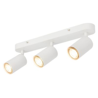 Spot plafond 3 lampes GU10 - IP20 - Blanc - 390x60mm - Spots orientables et pivotants - Design moderne - B.K.Licht