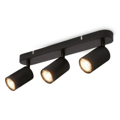 Spot plafond 3 lampes GU10 - IP20 - Noir - 390x60mm - Spots orientables et pivotants - Design moderne - B.K.Licht