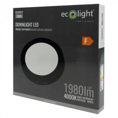 Spot plafond apparent noir 22cm LED 18W 4000K Ecolight | Castorama