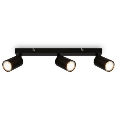 Spot plafond LED 3 lampes GU10 - IP20 - Noir - 440x55mm - Spots orientables et pivotants - Design moderne - Briloner