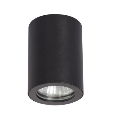 Spot plafond tube noir IP65 étanche GU10 salle de bain extérieur Faro