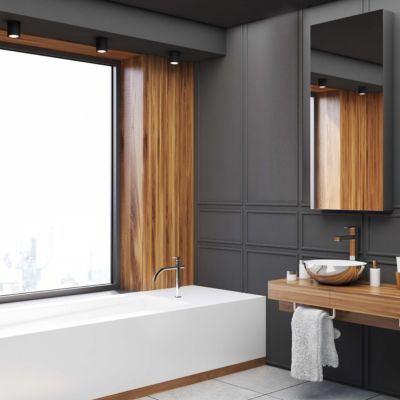 Spot plafond tube noir IP65 étanche GU10 salle de bain extérieur Faro