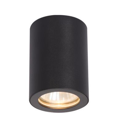 Spot plafond tube noir IP65 étanche GU10 salle de bain extérieur Faro