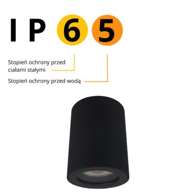 Spot plafond tube noir IP65 étanche GU10 salle de bain extérieur Faro