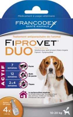 Spray antiparasitaire Fiprovet Duo chien, lot de 4  Castorama