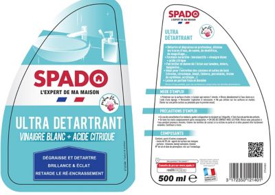 Spray nettoyant ultra détartrant vinaigre blanc Spado 500ml