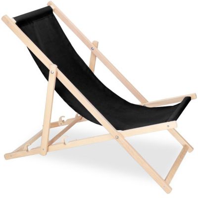 Springos Transat pliable en bois - idéal pour le jardin, la plage ou le ...