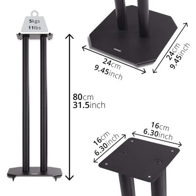 SPS1022-80 Pieds enceintes 80 cm lestables avec du sable Cônes anti vibrations Set de 2 pour hifi stéréo home cinema Duronic