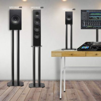 SPS1022-80 Pieds enceintes 80 cm lestables avec du sable Cônes anti vibrations Set de 2 pour hifi stéréo home cinema Duronic