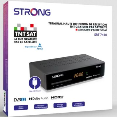 SRT 7410 Décodeur Satellite TNTSAT Astra + Carte TNTSAT + Câble HDMI Offert STRONG