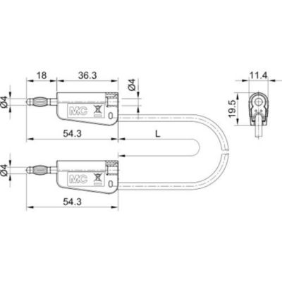 Stäubli LK-4A-S25 cordon de mesure 4 mm 200 cm bleu, 32 A, 60 V