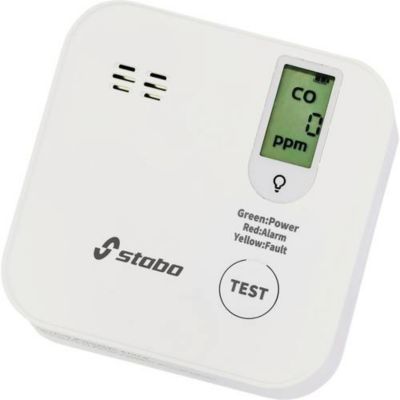 Stabo CO-Alarm IV - Détecteur de monoxyde de carbone à pile avec écran LCD, fixation murale.