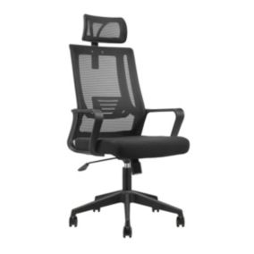 STANDO - Fauteuil de Bureau Noir avec Têtière Réglable