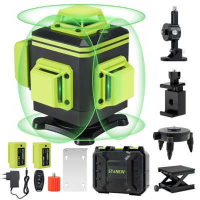 STANEW 4 x niveaux laser 360  avec affichage de la puissanc,2 x batteries 2400 m,16 lignes
