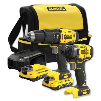 STANLEY FATMAX V20 Kit 2 Outils - Perceuse visseuse à percussion + Visseuse à impact - 2 batterie 2Ah