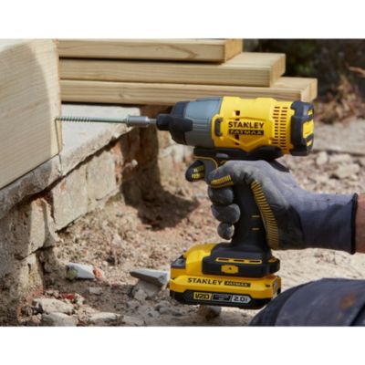 STANLEY FATMAX V20 Kit 2 Outils - Perceuse visseuse à percussion + Visseuse à impact - 2 batterie 2Ah