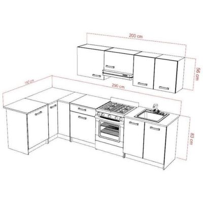 START Cuisine complete d'angle - Mélaminé blanc - Façade polymere blanc brillant - L290 x P150 cm - Plan de travail fourni -