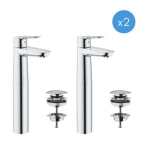 StartEdge Lot de 2 mitigeurs monocommande Taille XL + bondes clic-clac Grohe (23777000-DUO)